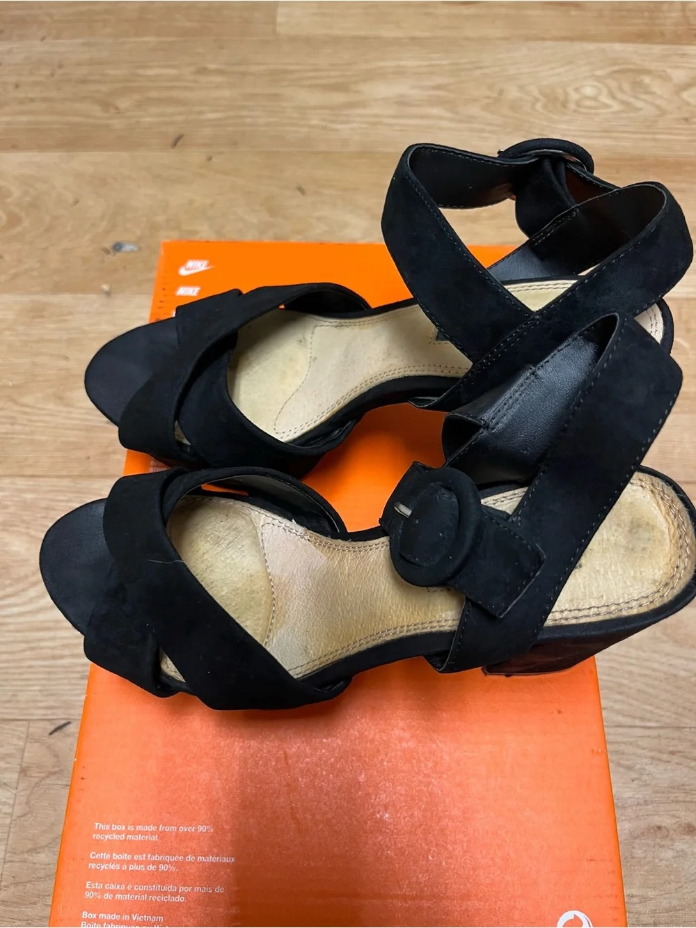 Topshop Black Suede Cross-Strap Mid Heels with Buckle